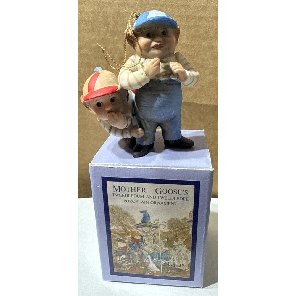 1986 Shafford Tempest Co.‎ Mother Goose Tweedledum Tweedledee Porcelain Ornament